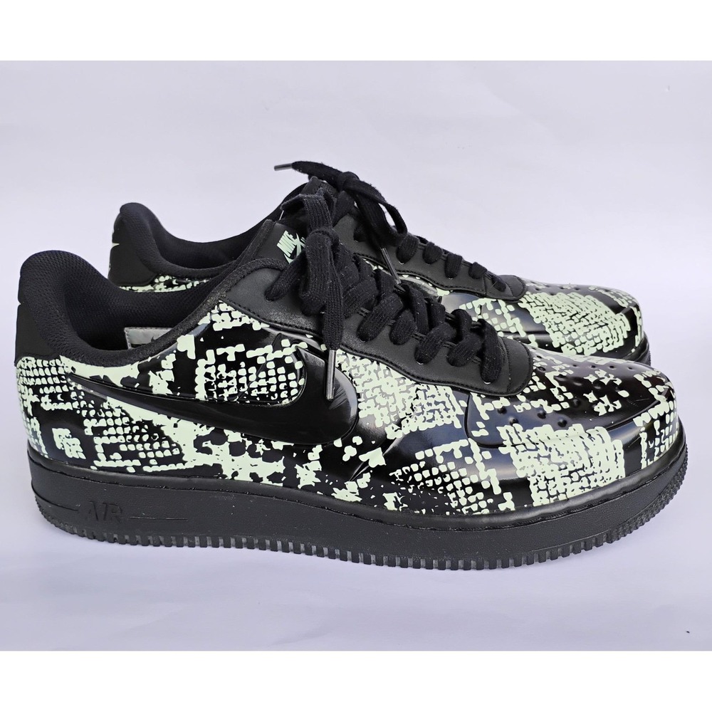 Nike Air Force 1 Foamposite Pro Cup 11 Black Glow Snakeskin AJ3664-300 Low Top